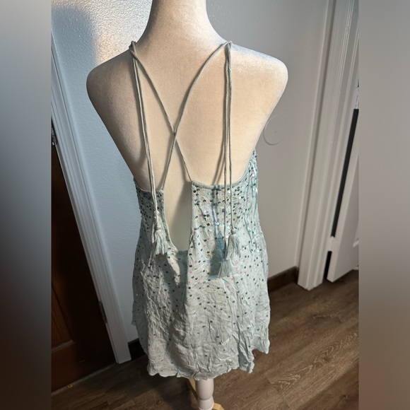 NWT free people Fairy Sequin  Mini Slip dress baby blue sparkly slip dress sz m - Picture 17 of 17